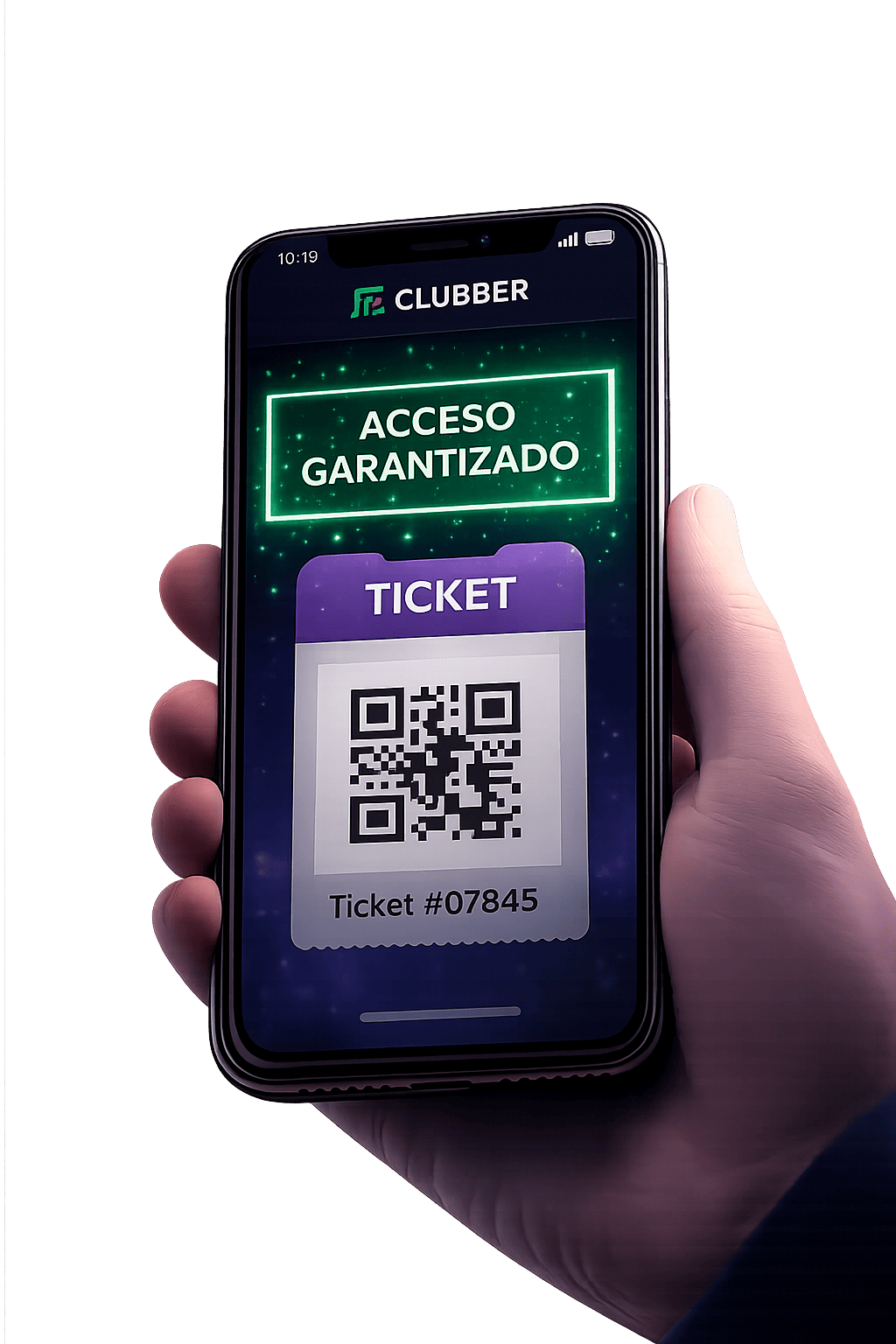 Vista de Clubber en el teléfono con acceso por QR